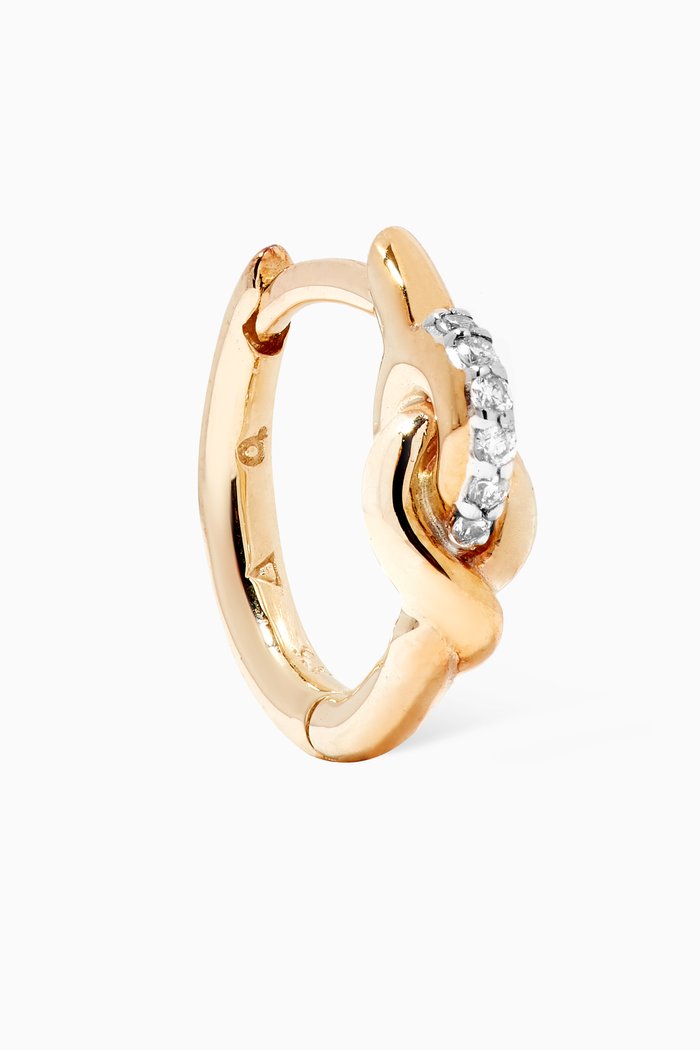

Pavé Locked Single Huggie Hoop in 9kt Yellow Gold