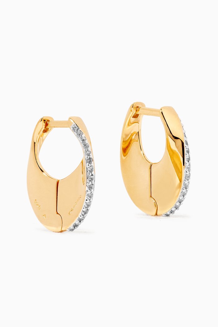 

Siren Hoops with White Topaz in Yellow Gold Vermeil