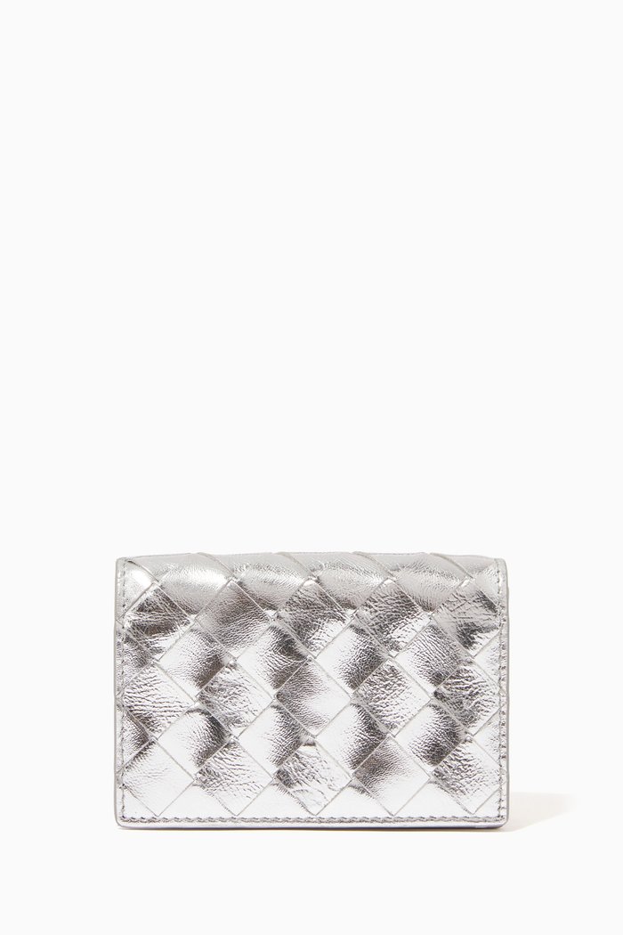 

Card Case in Intrecciato Nappa, Silver