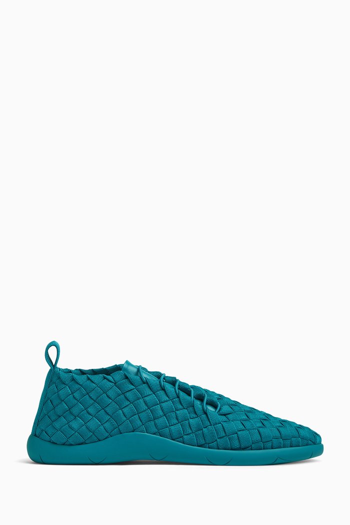 

Sneakers in Elasticated Fabric & Intrecciato Nappa, Blue