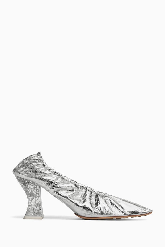 

Almond Pumps in Metallic Nappa, Silver