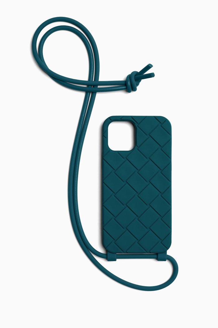 

iPhone 12 Pro Case in Intrecciato Rubber Silicon, Blue