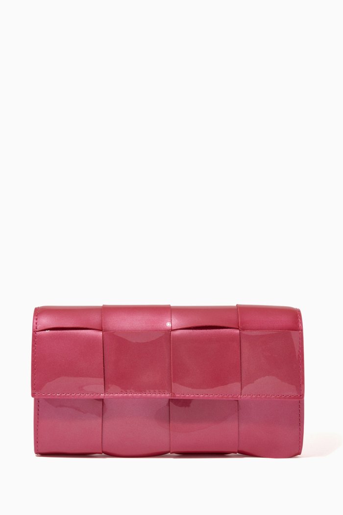 

Flap Wallet in Intrecciato Nappa, Pink