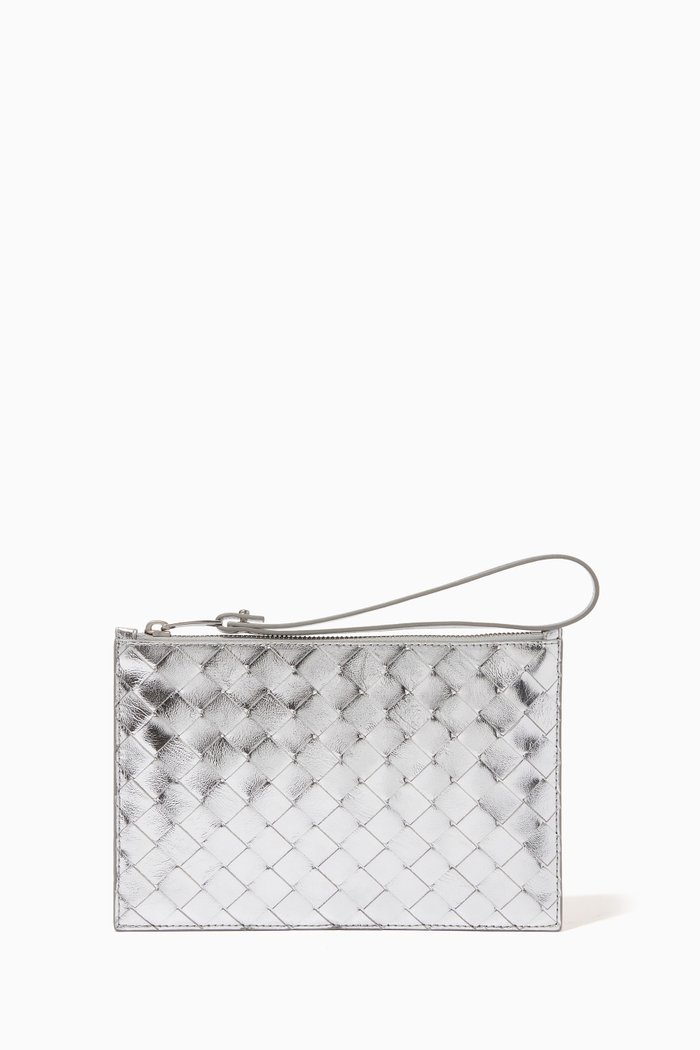 

Small Pouch in Intrecciato Nappa, Silver