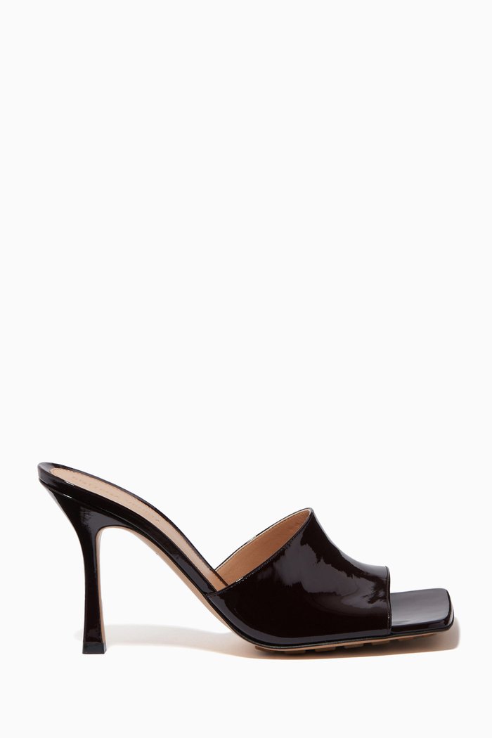 

Patent Leather Stretch Mule Sandals, Grey
