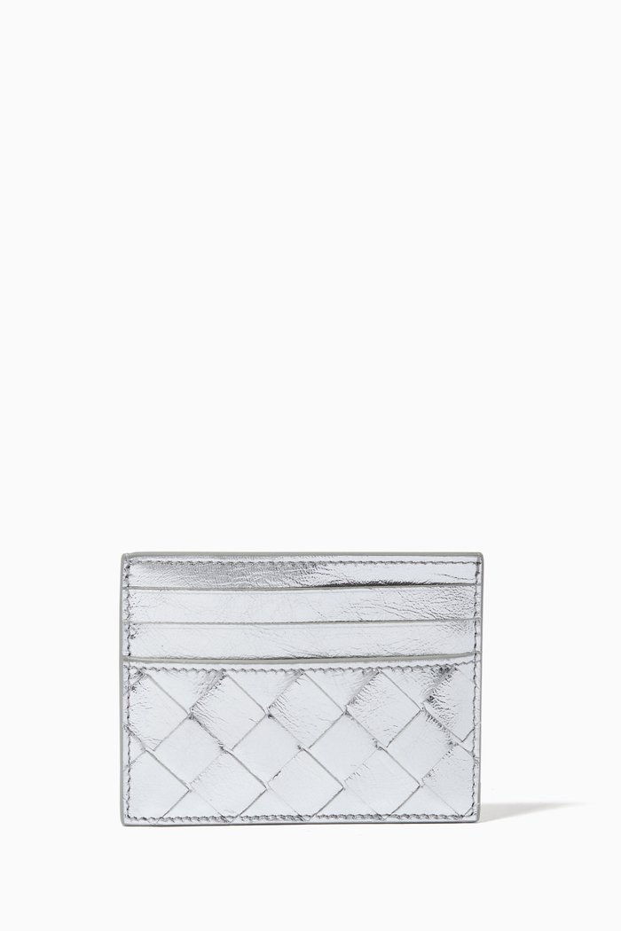 

Card Holder in Intrecciato Nappa, Silver