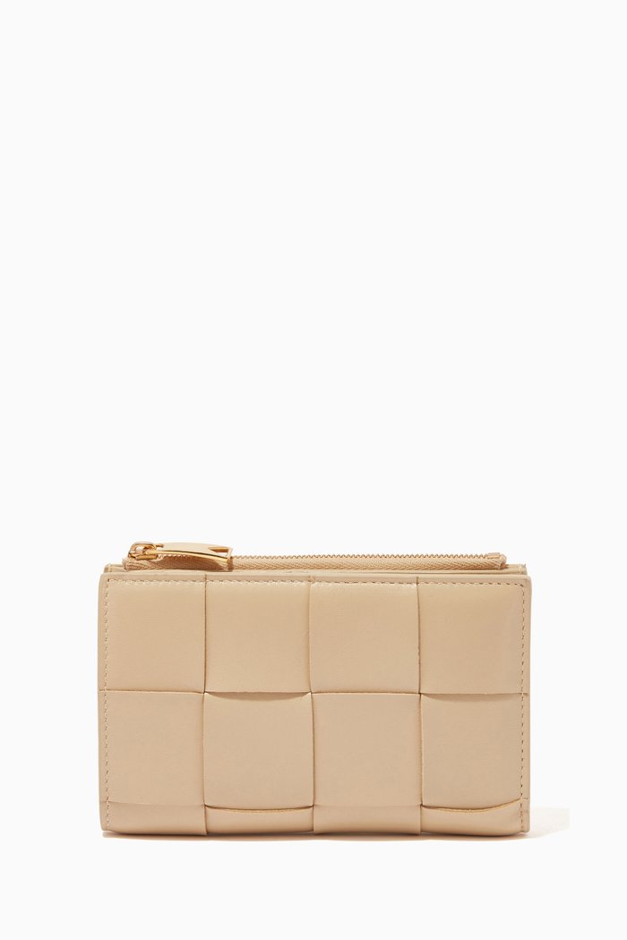 Bi-fold Wallet in Intrecciato Nappa, Neutral