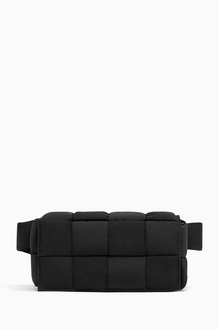 

Mini Padded Tech Cassette in Intrecciato Nylon, Black