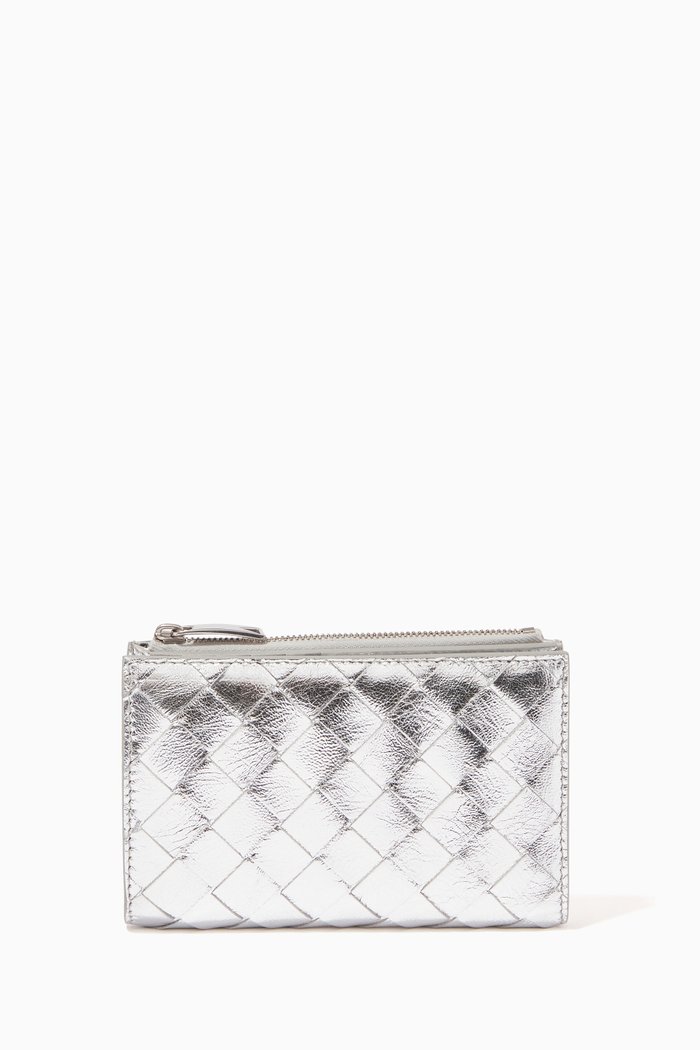 

Bi-fold Wallet in Intrecciato Nappa, Silver