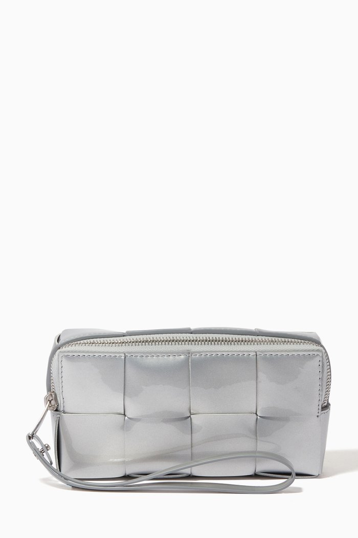 

Phone Pouch in Intrecciato Nappa, Silver