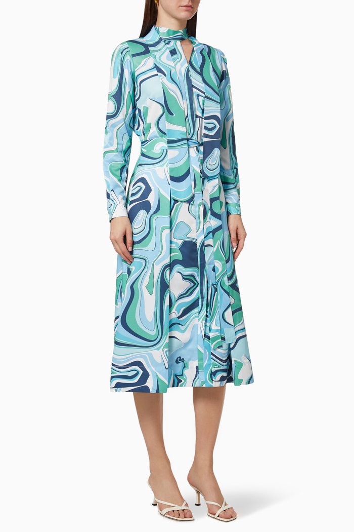 

Oria Shirt Dress in Crêpe, Blue