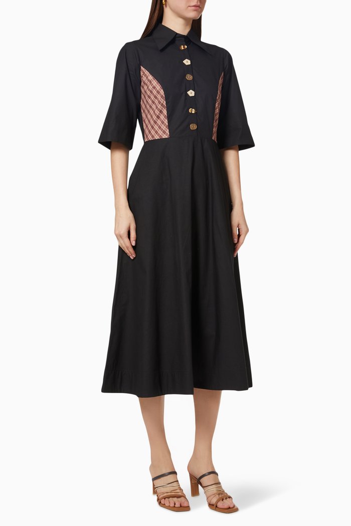 

Daria Dress in Cotton Poplin, Black