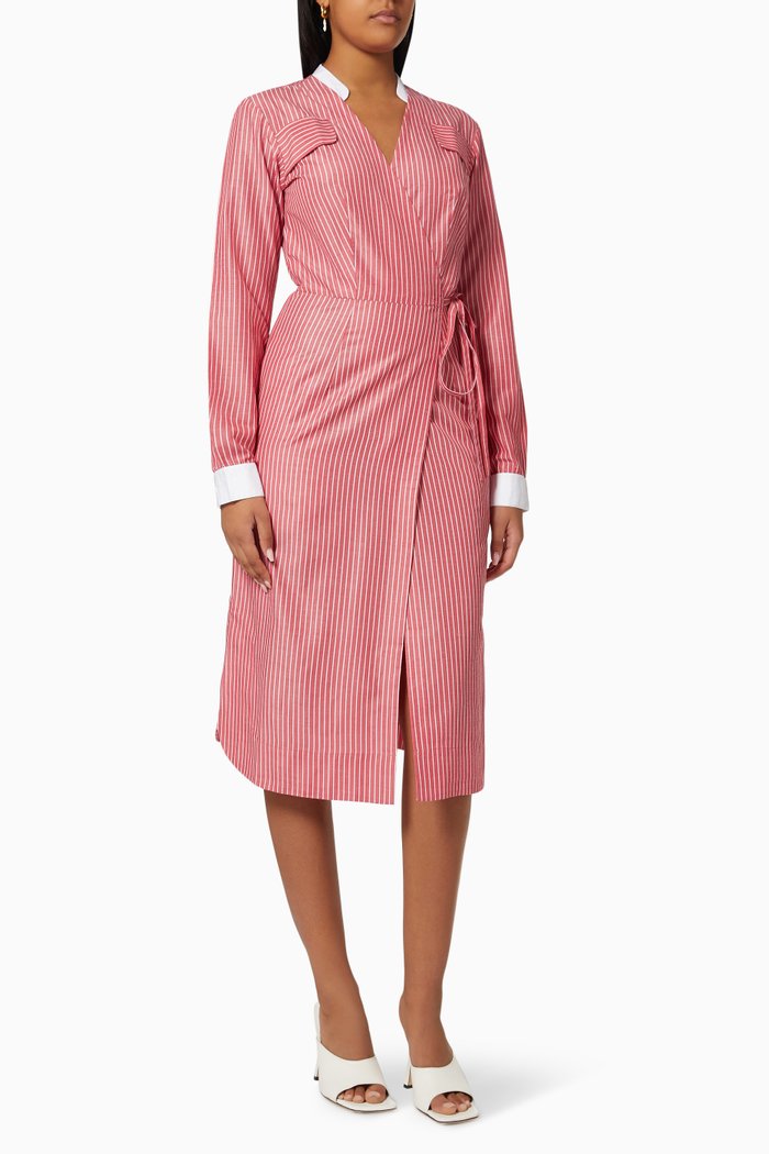 

Aurora Wrap Dress in Cotton Blend, Red