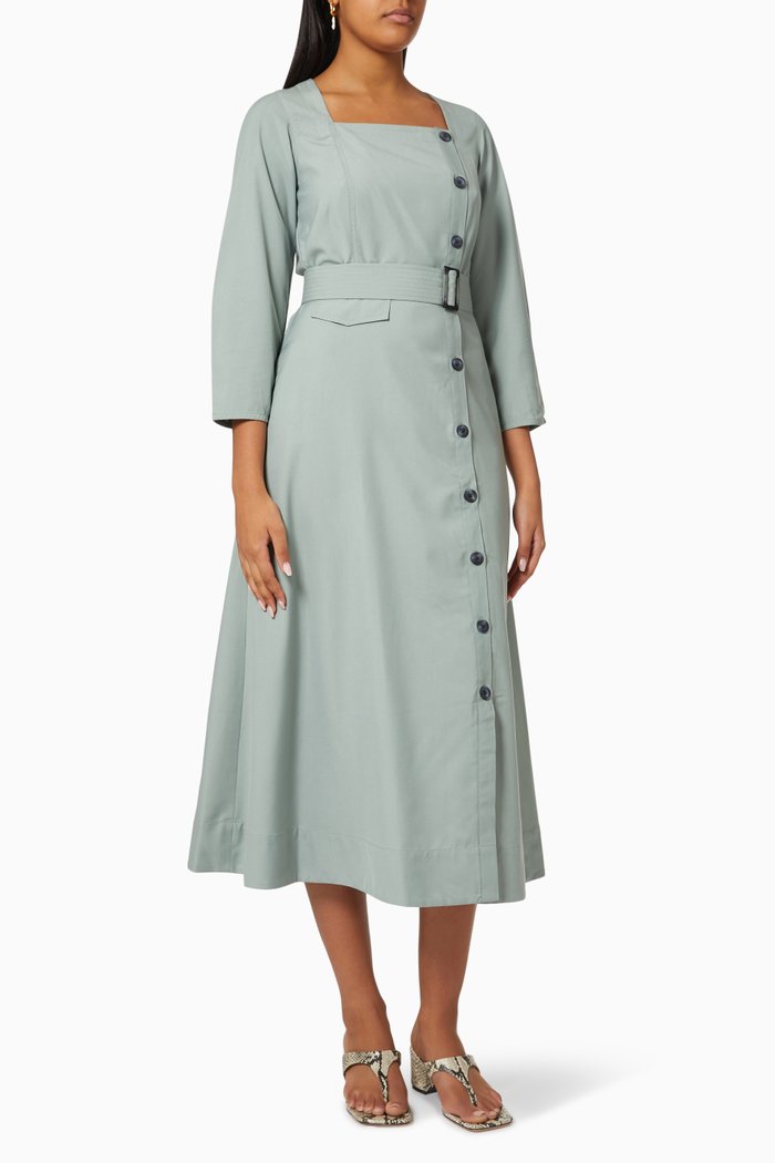 

June Shirt Dress in Cotton Poplin, Green