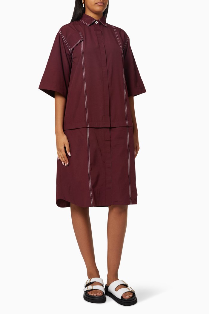 

Margaret Detachable Shirt Dress in Cotton Blend, Red