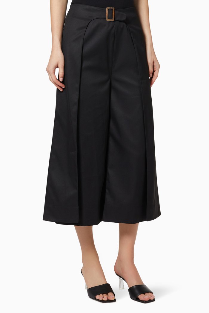 

Clara Wide-leg Trousers in Terry Rayon, Black