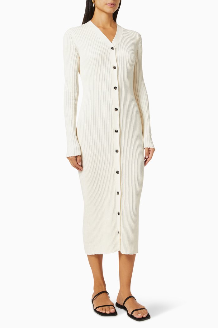 

Clarisse Dress in Rib-knit, White