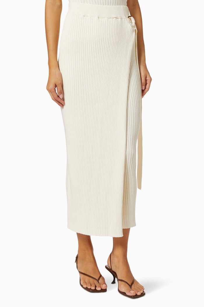 

Matilde Wrap Skirt in Rib-knit, White