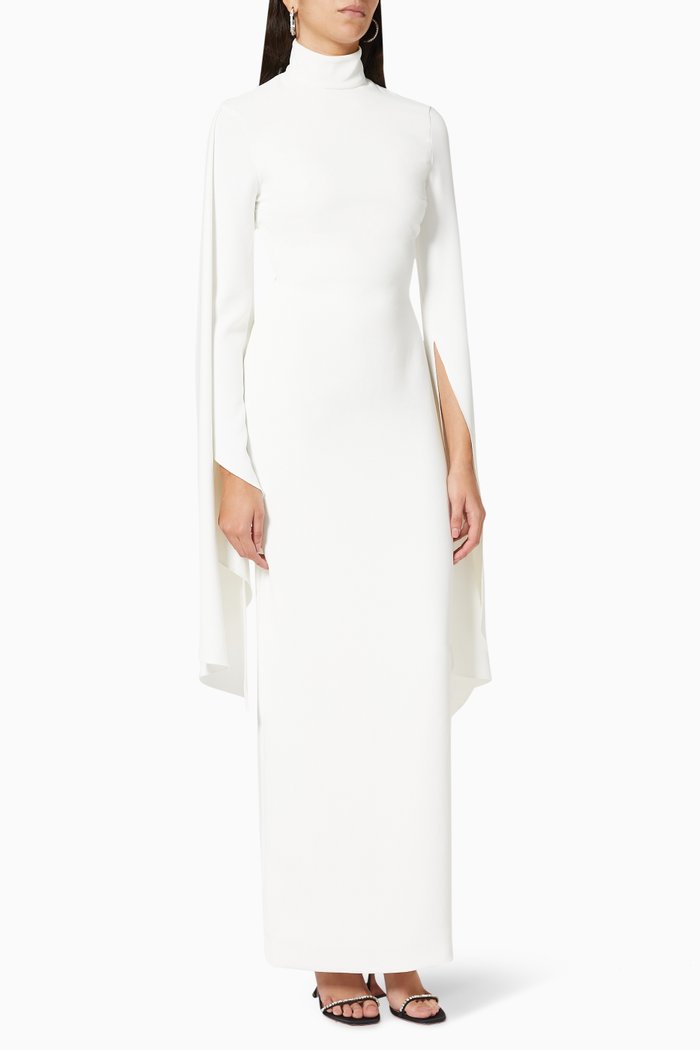 

Layla Maxi Dress in Crepe, Neutral
