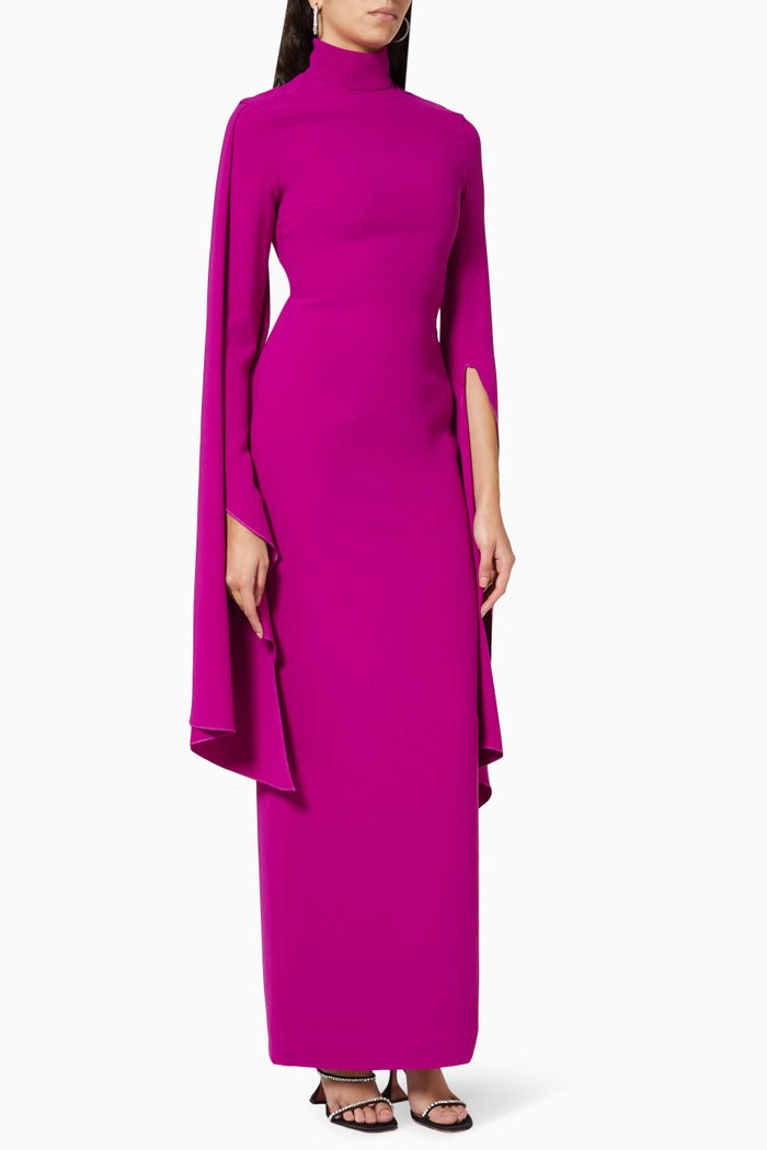 Layla Maxi Dress in Crepe, Purple
