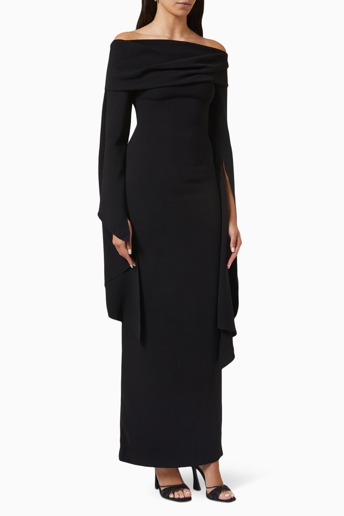 

Arden Maxi Dress in Crepe, Black