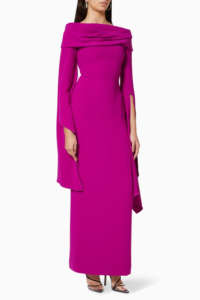 Arden Maxi Dress in Crepe, Purple