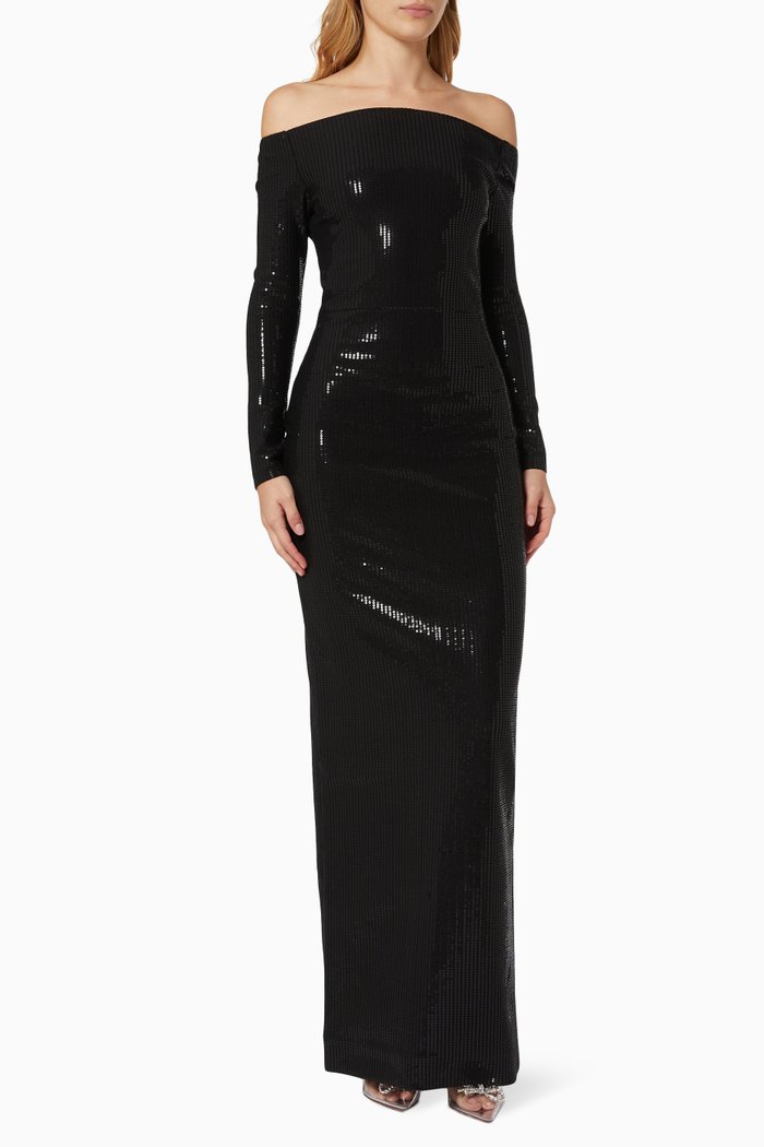 

Ruby Maxi Dress in Sequin Knit, Black