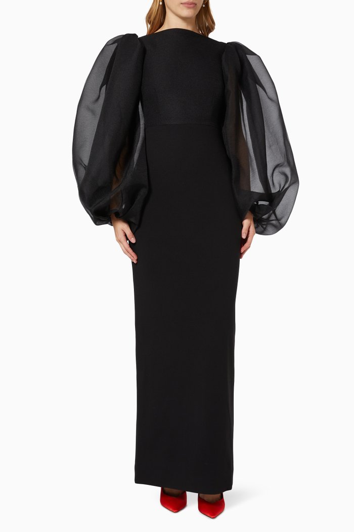 

Ziya Maxi Dress in Stretch Crepe, Black