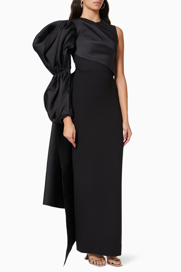 

Moore Maxi Dress in Crepe & Twill, Black