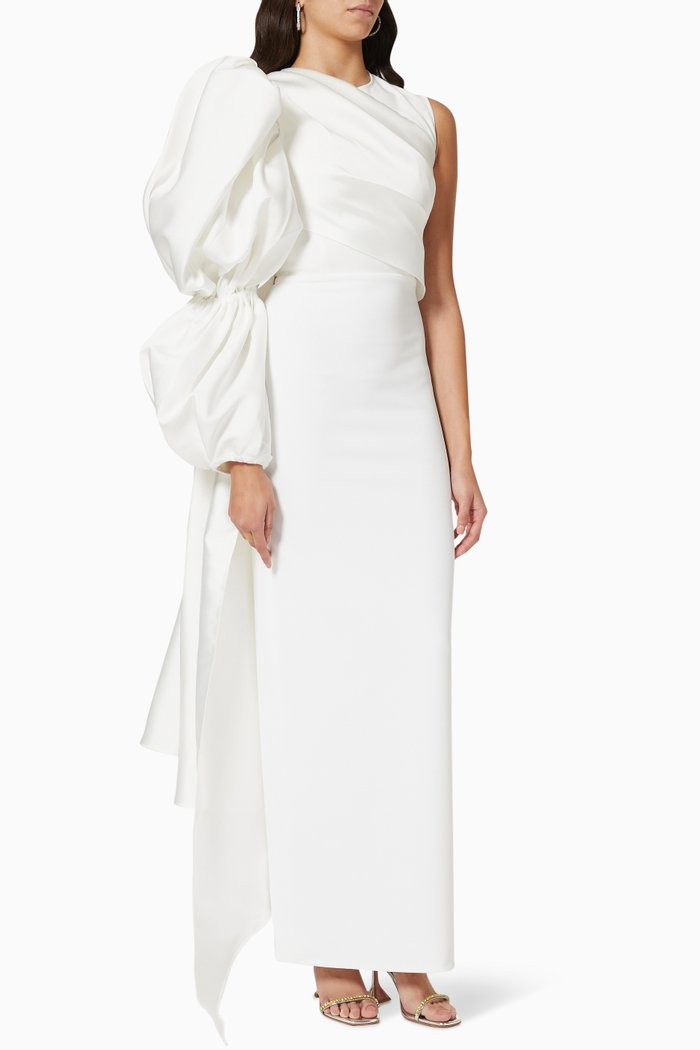

Moore Maxi Dress in Crepe & Twill, Neutral