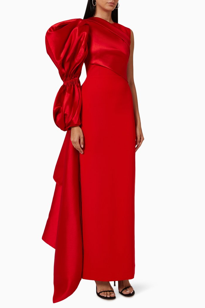 

Moore Maxi Dress in Crepe & Twill, Red