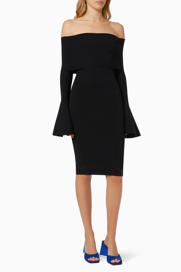 

Mori Midi Dress in Rib-knit, Black