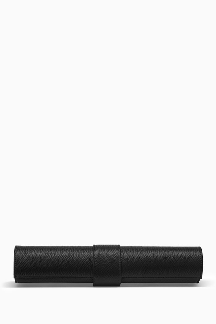 

Panama Travel Backgammon Roll in Crossgrain Leather, Black
