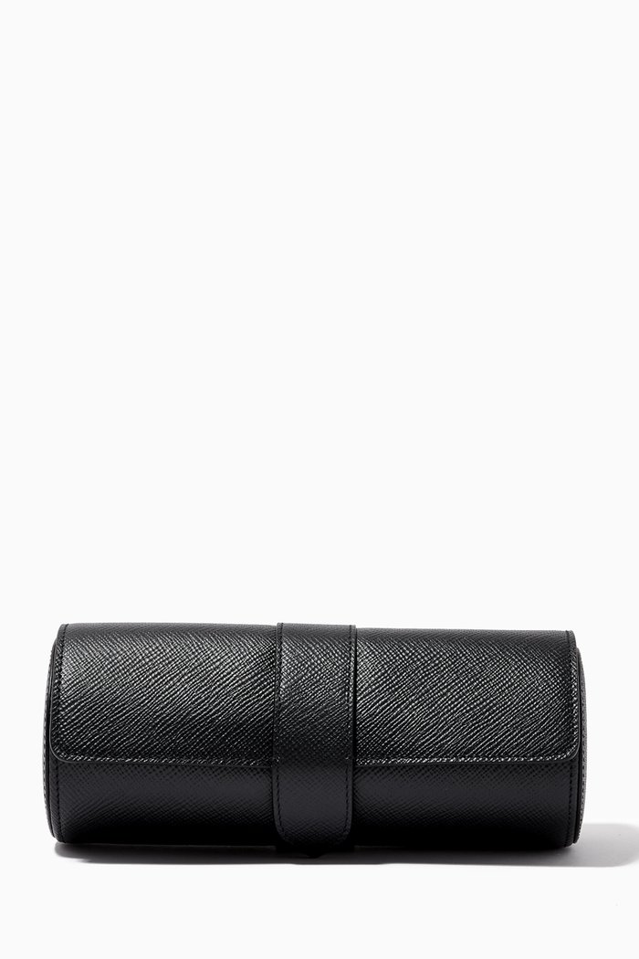 

Panama Watch Roll in Crossgrain Leather, Blue
