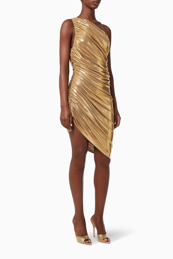 Diana Mini Dress in Lamé, Gold