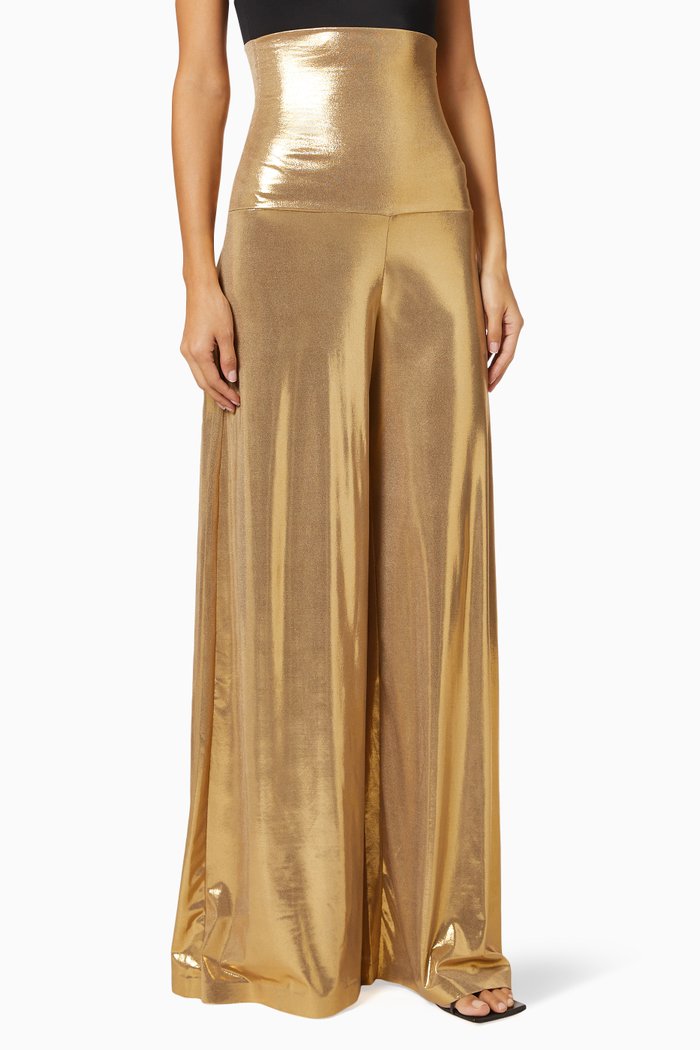 

High Waist Elephant Pants in Lamé, Gold