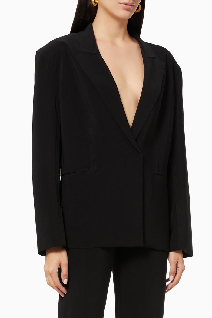 

Single Breast Straight Fit Jacket, Black