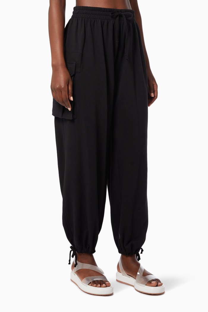 

Oversize Boyfriend Cargo Sweatpants in Stretch Terry, Black