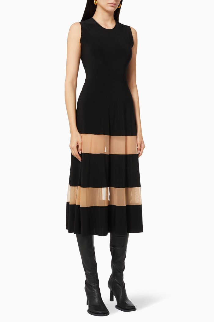 

Spliced Flared Dress, Black