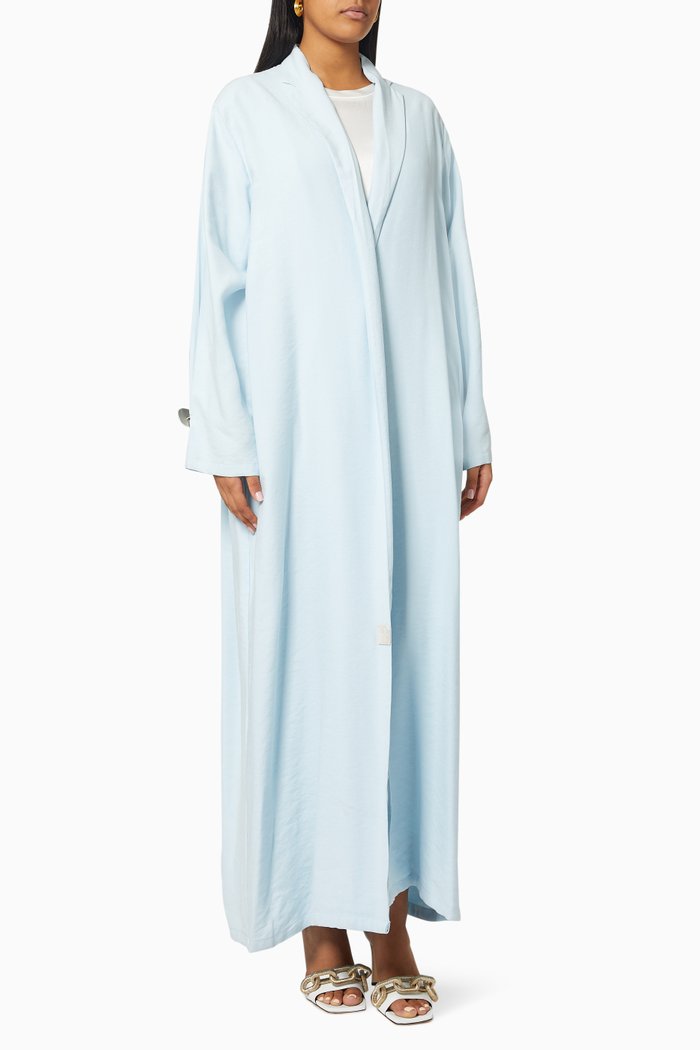 

Collared Abaya in Crushed Cotton, Blue