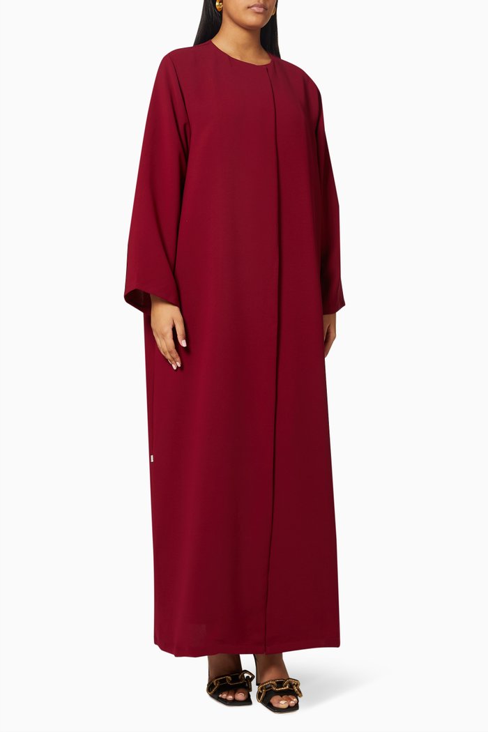 

Collared Abaya Set in Crepe, Red