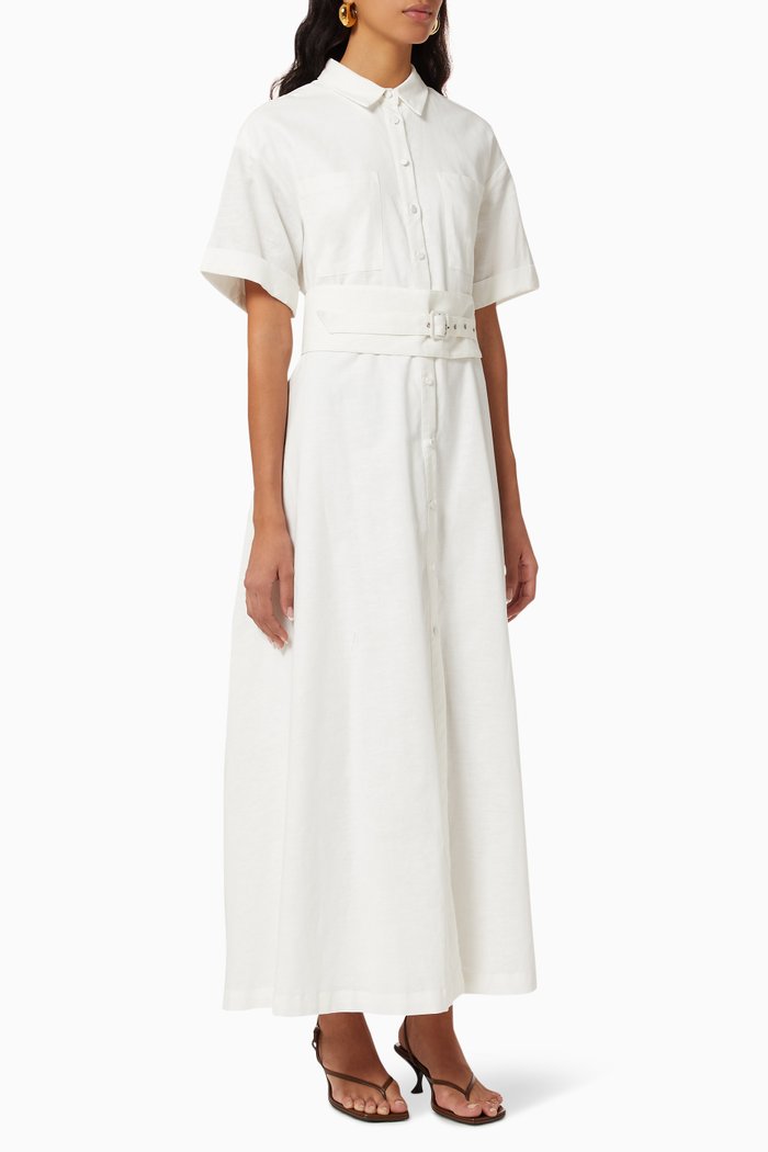

The Blue Light Dress in Linen, White