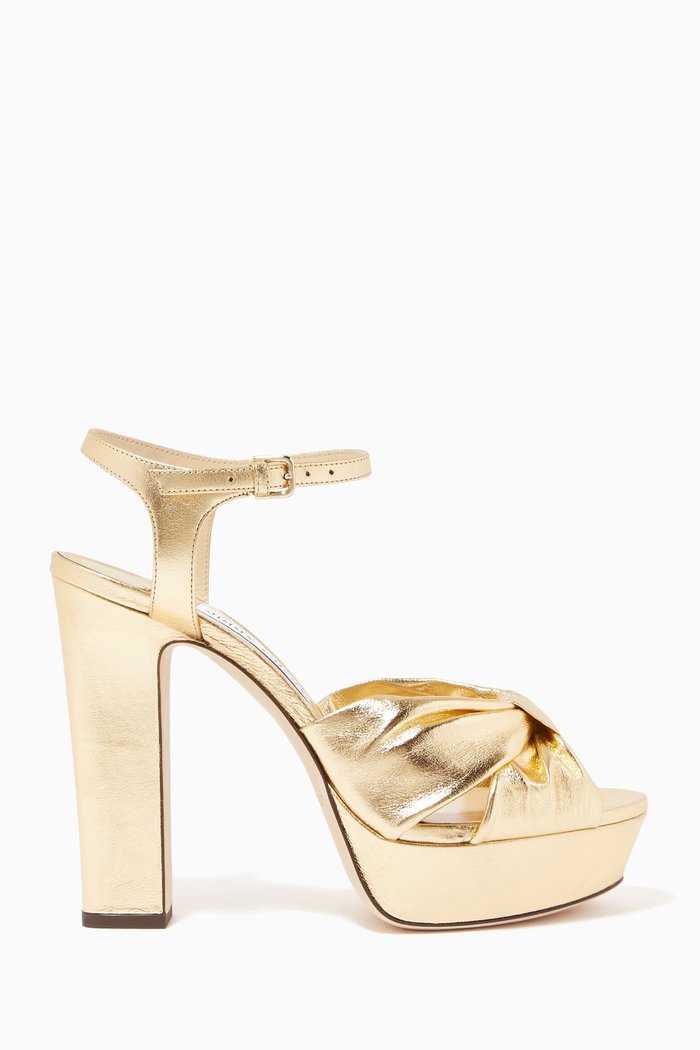 

Heloise 120 Sandals in Metallic Leather, Gold