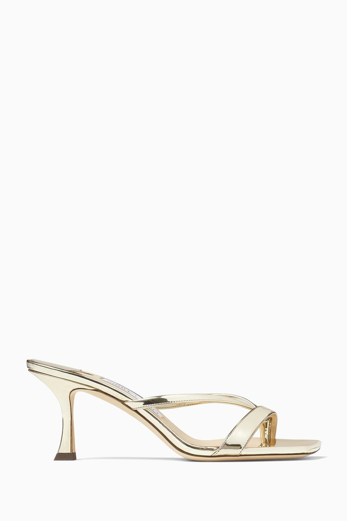 

Maelie 70 Mules in Mirror Leather, Gold