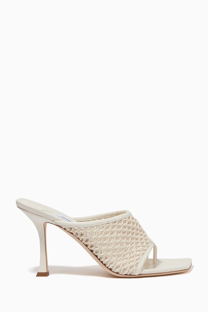 

Seher 90 Mules in Woven Rope & Nappa, White