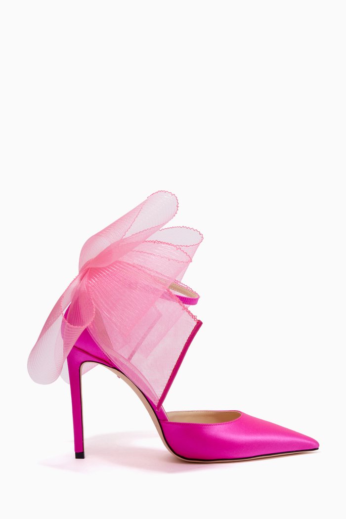 

Averly 100 Pumps with Mesh Bow in Satin, Pink