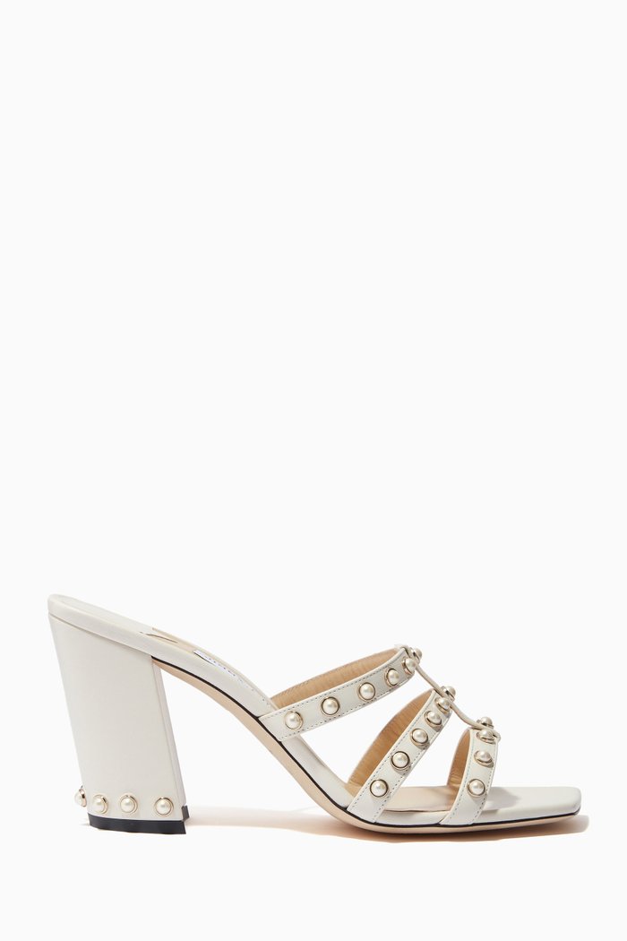 

Hazal 85 Mules with Pearl Studs in Nappa, Neutral