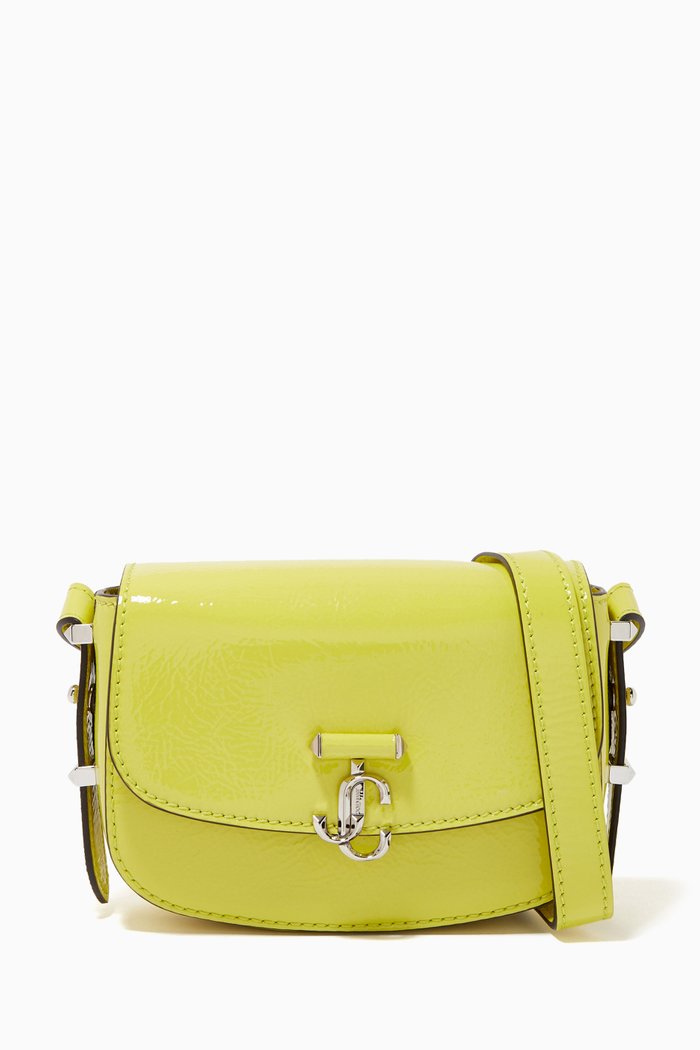 

Varenne Satchel Bag in Patent Leather, Green