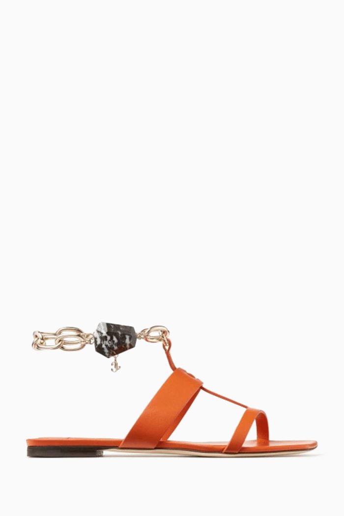 

Reed Flats with Chain Anklet in Leather, Orange