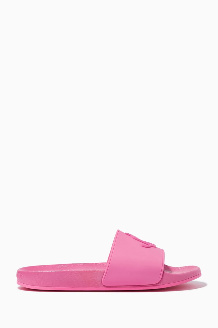 

JC Monogram Slides in Rubber, Pink